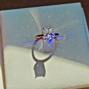 Solid 14k gold 2.72ct lab cushion diamond ring with Hidden halo lab diamond